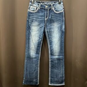 Live Hard Play Hard, Bootcut, Bling, Size 8 - NWT